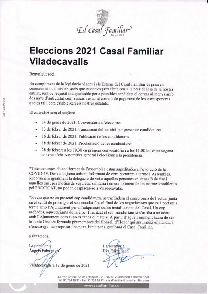 CARTA ELECCIONS 2021